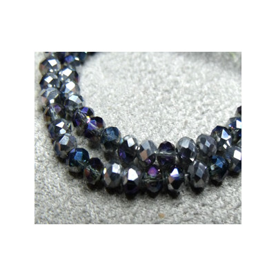 Fils de 100 perles rondes aplaties en Cristal de Chine 3x2mm Comet Blue (x 1 fil de 100 perles)
