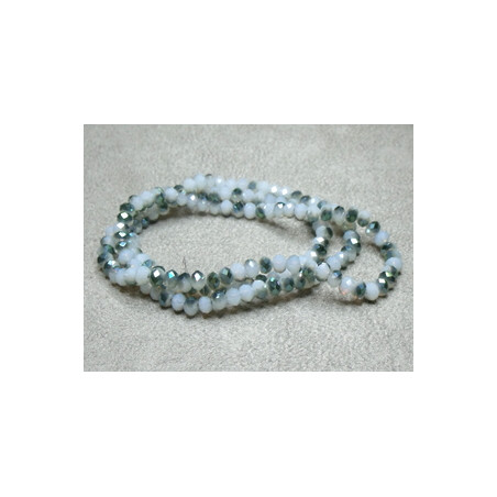 Perles rondes aplaties facettées 4x3mm Light Grey Green Irisé (x 1 fil de 150 perles)