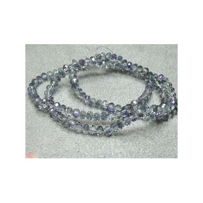 Perles rondes aplaties facettées 4x3mm Crystal Blue Irisé (x 1 fil de 100 perles)