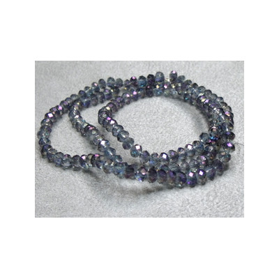 Fils de 150 perles rondes aplaties en Cristal de Chine 4x3mm Crystal Purple (x 1 fil de 150 perles)