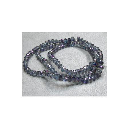 Fils de 150 perles rondes aplaties en Cristal de Chine 4x3mm Crystal Purple (x 1 fil de 150 perles)