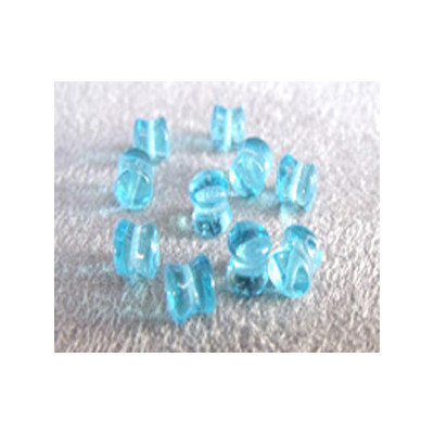 Perle en verre Tchèque "Pellet" 4x6mm Aquamarine 4X6mm (X50)