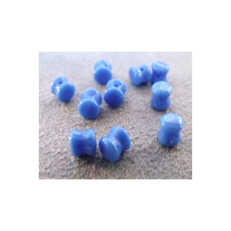 Perle en verre Tchèque "Pellet" 4x6mm Opaque Bleu 4X6mm 33100 (X50) 