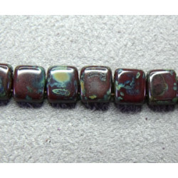 Perles Tiles 6X6X3mm Picasso - Opaque Red (X50)