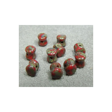 Perle en verre Tchèque "Pellet" 4x6mm Opaque Red Travertin 4X6mm (X50)
