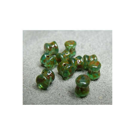 Perle en verre Tchèque "Pellet" 4x6mm Aquamarine travertin 4X6mm (X50)