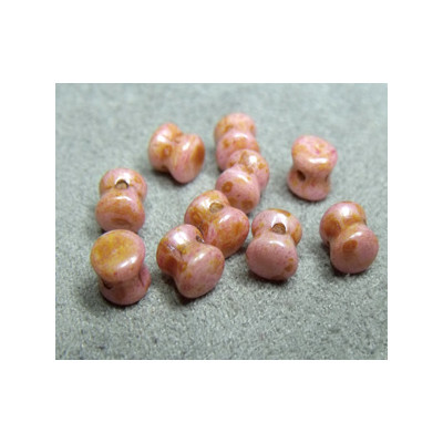 Perle en verre Tchèque "Pellet" 4x6mm Opaque Orange Rose Ceramic Look 4X6mm 02010/65307 (X50) 