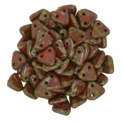 Perles Triangles 6mm Opaque Red - Picasso (X5gr) 