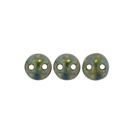 Perles Lentilles 6mm Turquoise - Bronze Picasso (X 50 perles) 