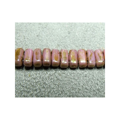 Perles Bricks 3X6mm Luster - Opaque Rose/Gold Topaz (X50 Perles)