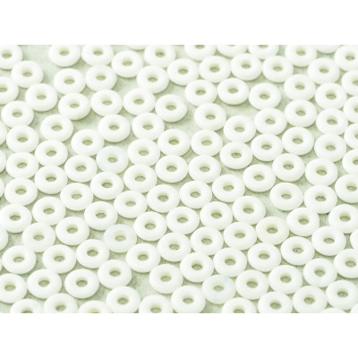 Perle en verre de Bohème O Bead® Chalk White 4x2mm (X 5gr)