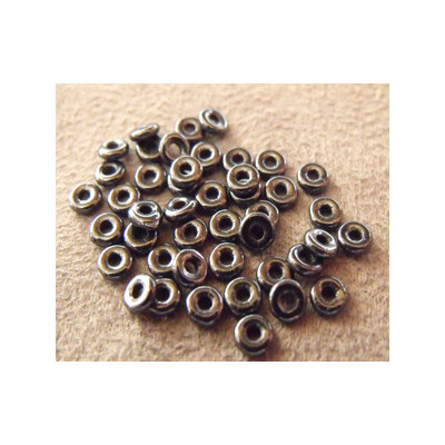 Perle en verre de Bohème O Bead® Jet Hématite 4x2mm (X5gr) Perle en verre de Bohème O Bead® Jet Hématite 4x2mm (X5gr)