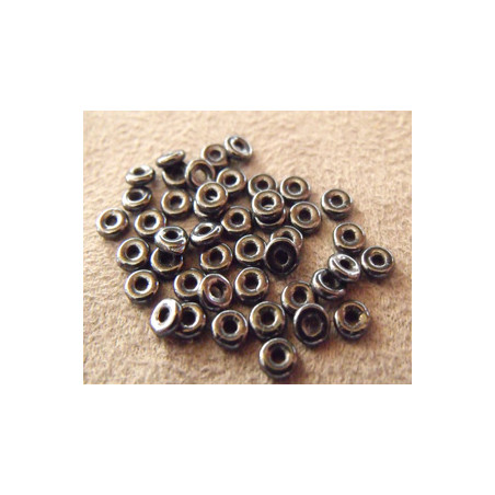 Perle en verre de Bohème O Bead® Jet Hématite 4x2mm (X5gr) 