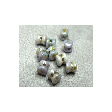 Perle en verre Tchèque "Pellet" 4x6mm Opaque Green Travertin 4X6mm 03000/65431 (X50) 