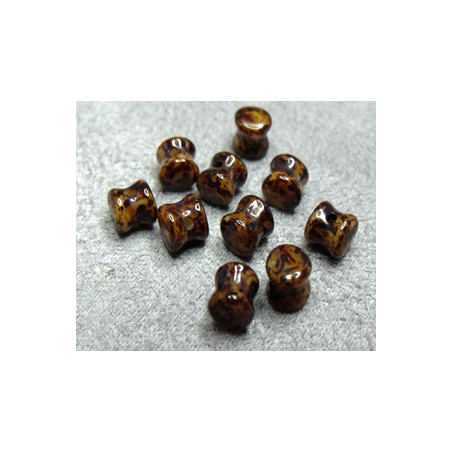 Perle en verre Tchèque "Pellet" 4x6mm Opaque Yellow Travertin 4X6mm 13020/86805 (X50) 