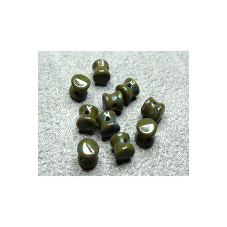 Perle en verre Tchèque "Pellet" 4x6mm Opaque Blue Dark Travertin 4X6mm 30090/86805 (X50)