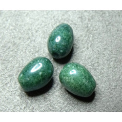 Perles Drops Chalkwhite Green Luster 11X8mm (X1) 
