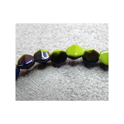 Perles Pinch 5X3mm Olive Blue Irisé (X50) Perles Pinch 5X3mm Olive Blue Irisé (X50)