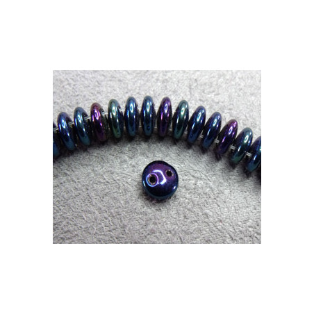 Perles Lentilles 6mm Irisé Blue (X 50perles)