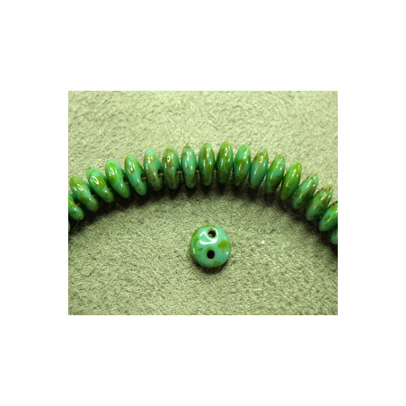 Perles Lentilles 6mm Opaque - Turquoise Picasso (X 50perles)