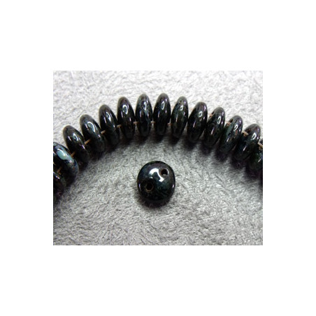 Perles Lentilles 6mm Opaque - Jet Picasso (X50perles)