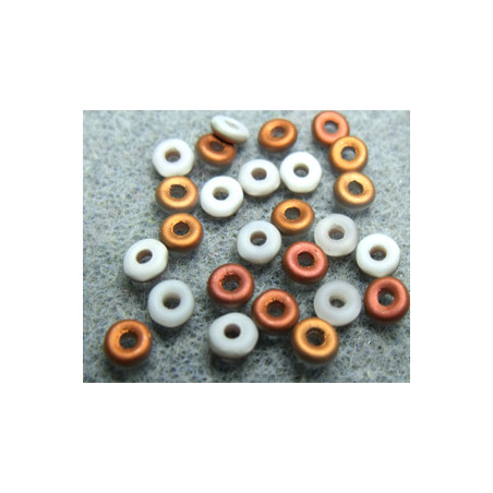 Perle en verre de Bohème O Bead® Chalk White Sunset 4x2mm (X5gr)