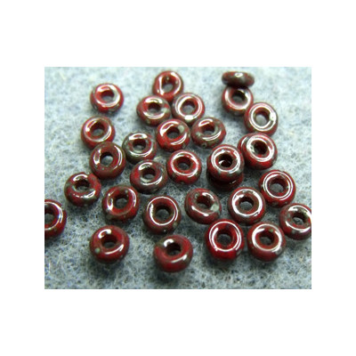 Perle en verre de Bohème O Bead® Red Picasso 4x2mm (X 5gr)