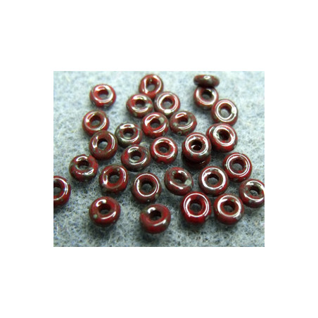 Perle en verre de Bohème O Bead® Red Picasso 4x2mm (X 5gr)