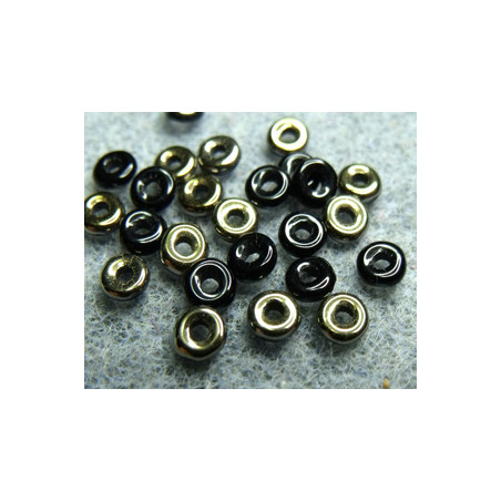 Perle en verre de Bohème O Bead® Jet Valentinite 4x2mm (X5gr)