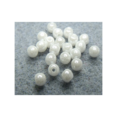 Ronde en Verre de Boheme 3mm ChalkWhite Shimmer (x50)