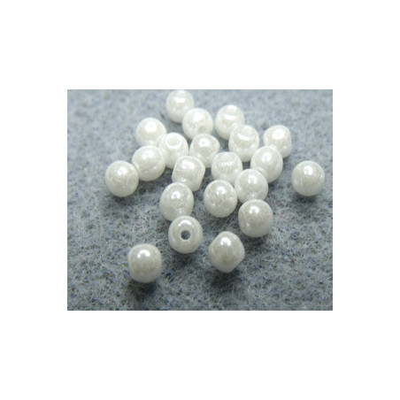 Ronde en Verre de Boheme 3mm ChalkWhite Shimmer (x50)