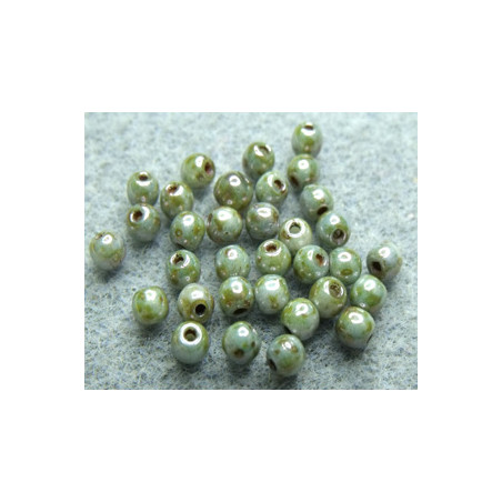 Ronde en Verre de Boheme 3mm Chalkwhite Blue Luster (x50) 