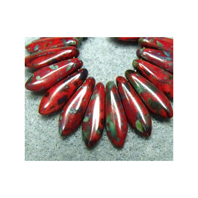 Dagues 2 trous 5X16mm Opaque Red - Picasso (X20) Dagues 2 trous 5X16mm Opaque Red - Picasso (X20)
