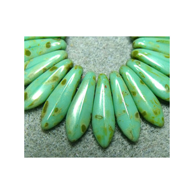 Dagues 2 trous 5X16mm Opaque Turquoise - Picasso (X20) Dagues 2 trous 5X16mm Opaque Turquoise - Picasso (X20)