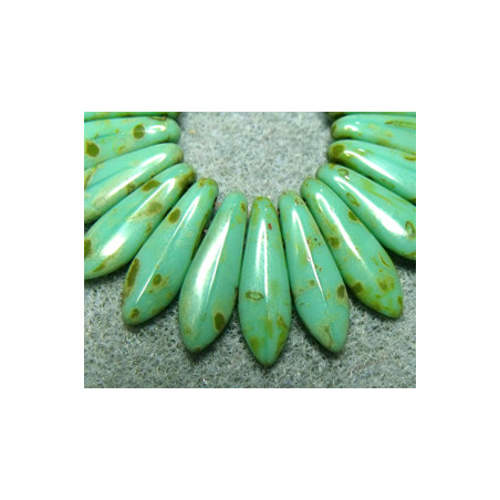 Dagues 2 trous 5X16mm Opaque Turquoise - Picasso (X20) 