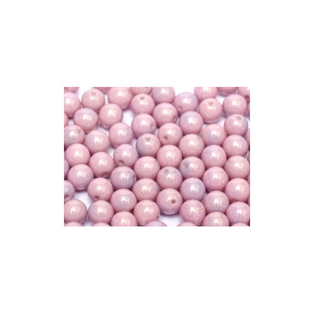 Perle en verre de Bohême 6mm Chalkwhite Lilas Luster (x25)