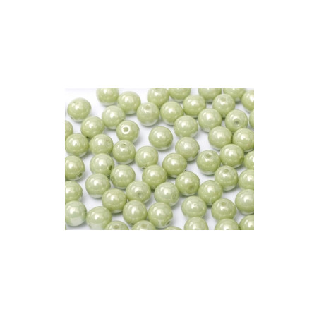 Perle en verre de Bohême 6mm Chalkwhite Mint Luster (x25) 