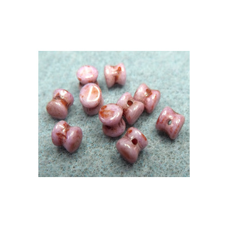 Perle en verre Tchèque "Pellet" 4x6mm Opaque Rose Travertin 4X6mm (X50)