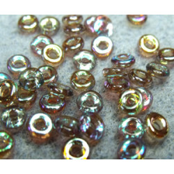 Perle en verre de Bohème O Bead® Crystal Brown Rainbow 4x2mm (X 5gr) 