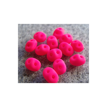 Perles Super Duo 2,5X5mm Pink Néon Matte"02010/25123"  (x 10gr env.)