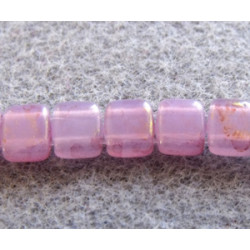 Perles Tiles 6X6X3mm Pink Topaz Luster - Milky Alexandrite (X50)