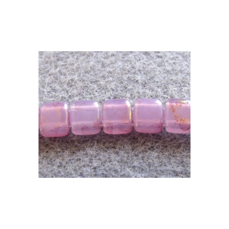 Perles Tiles 6X6X3mm Pink Topaz Luster - Milky Alexandrite (X50)