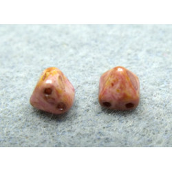 Perles Pyramides 6X6mm Alabaster Travertin Red Brown(X10) 