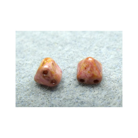 Perles Pyramides 6X6mm Alabaster Travertin Red Brown(X10) 