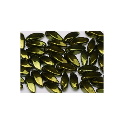 Perles Twist 6X12mm Jet Green Luster (X10) 