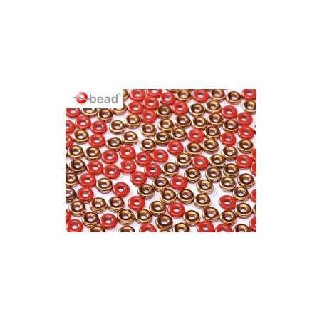 Perle en verre de Bohème O Bead® Opaque Red Sunset 4x2mm (X 5gr)