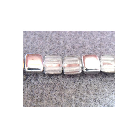 Perles Tiles 6X6X3mm Silver 1/2 Coat (X50)    