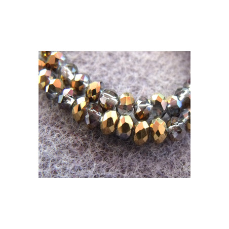 Fils de 100 perles rondes aplaties en Cristal de Chine 3x2mm Dorado Cristal (x 1 fil de 100 perles) 