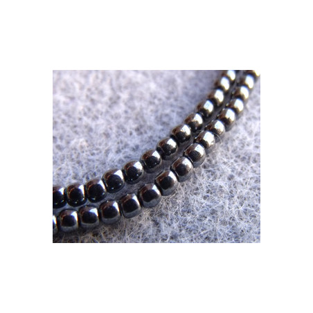 Perles Bohème 2 mm Hématite (X150 perles)   