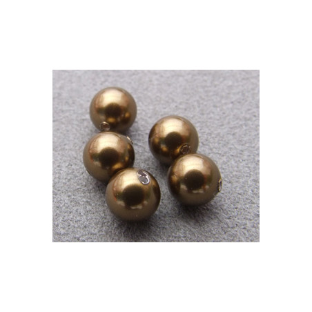 Perle ronde nacrée Swarovski 6mm Antique Brass (x10)